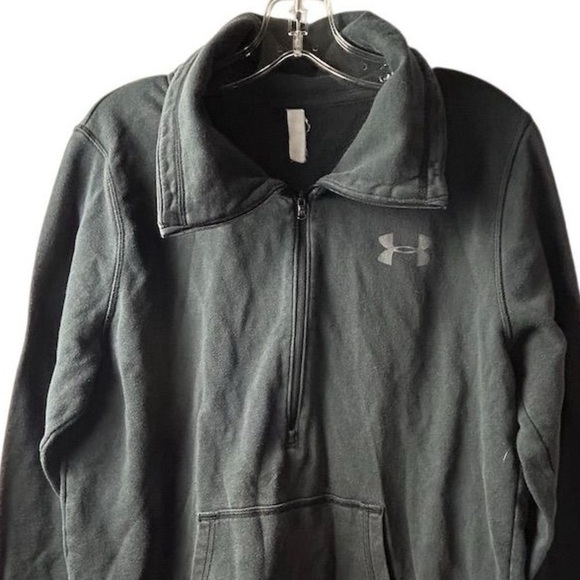 Under Armour Unisex 1/4 Zip Mock Neck Pullover Sweatshirt Black - Picture 8 of 11